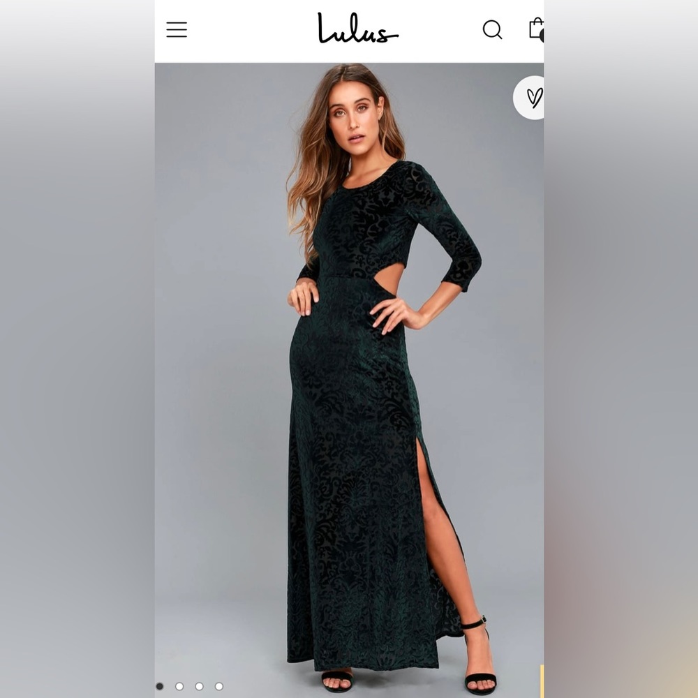 Lulus Velvet Green Maxi Dress